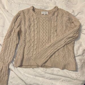 Kendall & Kylie Cable Knit Crewneck Sweater